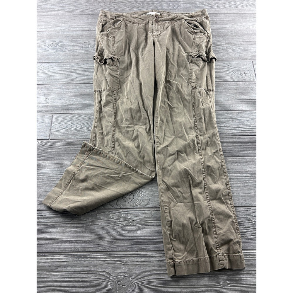 Old Navy Womens Cargo Pants Green Khaki Stretch Utility Straight Leg Size 14